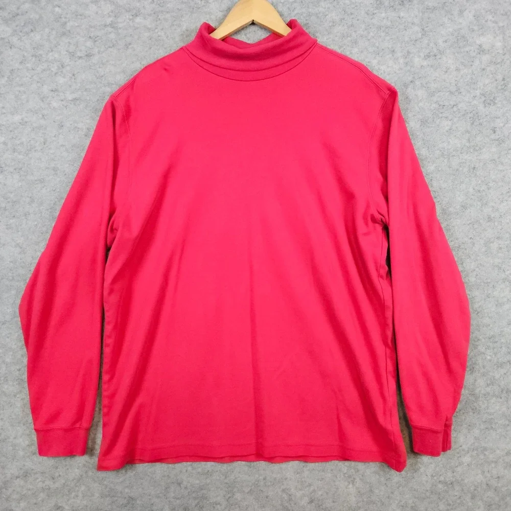 Lands End Men's Red Turtleneck Pullover Size XL/T 100%‎ Cotton Preppy FADING